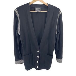 PG Collections by Ginger Bort vintage Cardigan Sweater Stretch Button Up Black 1